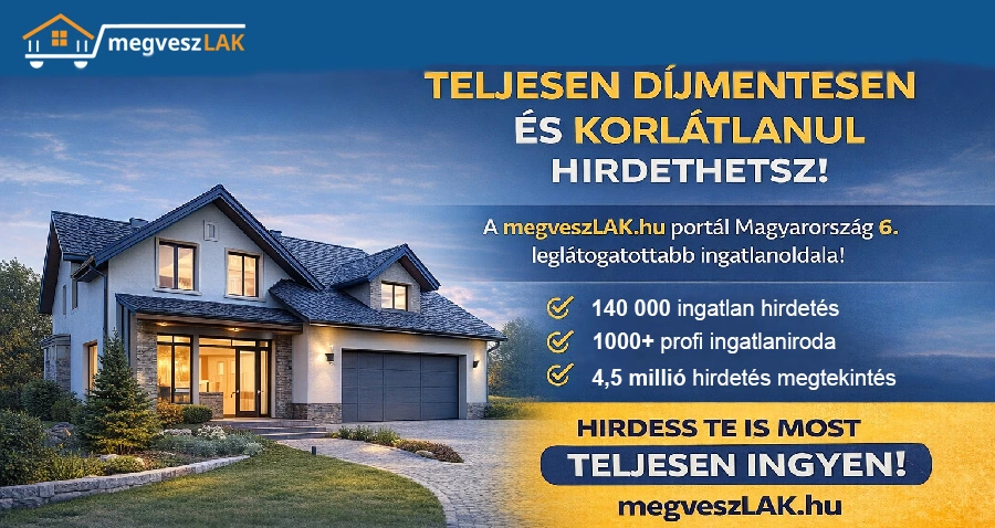 ingyenes hirdetés ingatlanosoknak, évi 4 millió látogató, 12 millió oldalmegtekintés, áttöltési lehetőségek