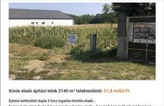 Eladó Kimlei lakóövezeti telek hirdetés (29975395)