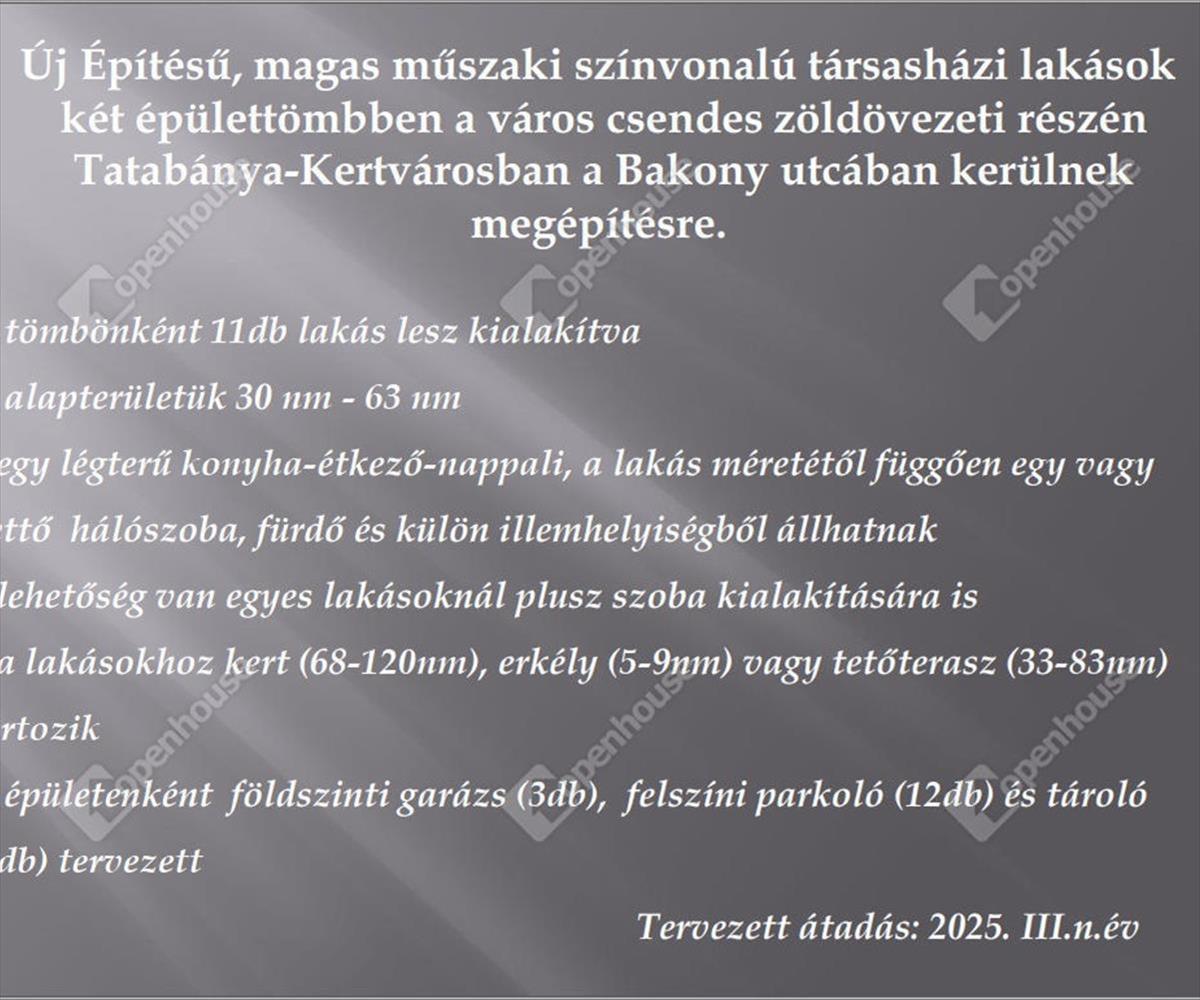 Eladó új építésű lakás - Tatabánya